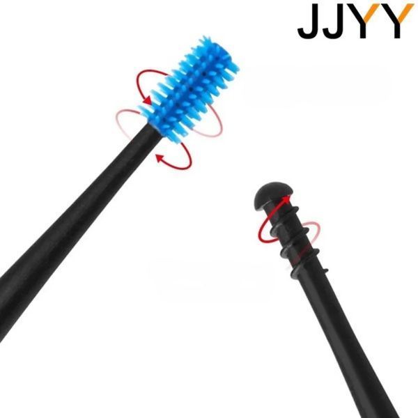 Силиконовая двусторонняя ушная щетка JJYY со спиральной насадкой 360&deg; AC067-one-black фото