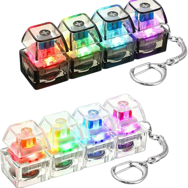 LED-брелок антистрес у вигляді клавіатури з кнопкою-клікером і перемиканням звуку AH103-white фото