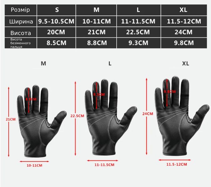 Рукавички для риболовлі водонепроникні неопренові вітрозахисні Kyncilor A0061-S фото