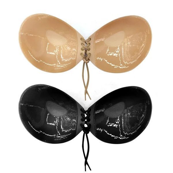Бюстгальтер-невидимка самоклеючий Fly Bra із шнурівкою для ефекту Push-Up AC0101-A-black фото